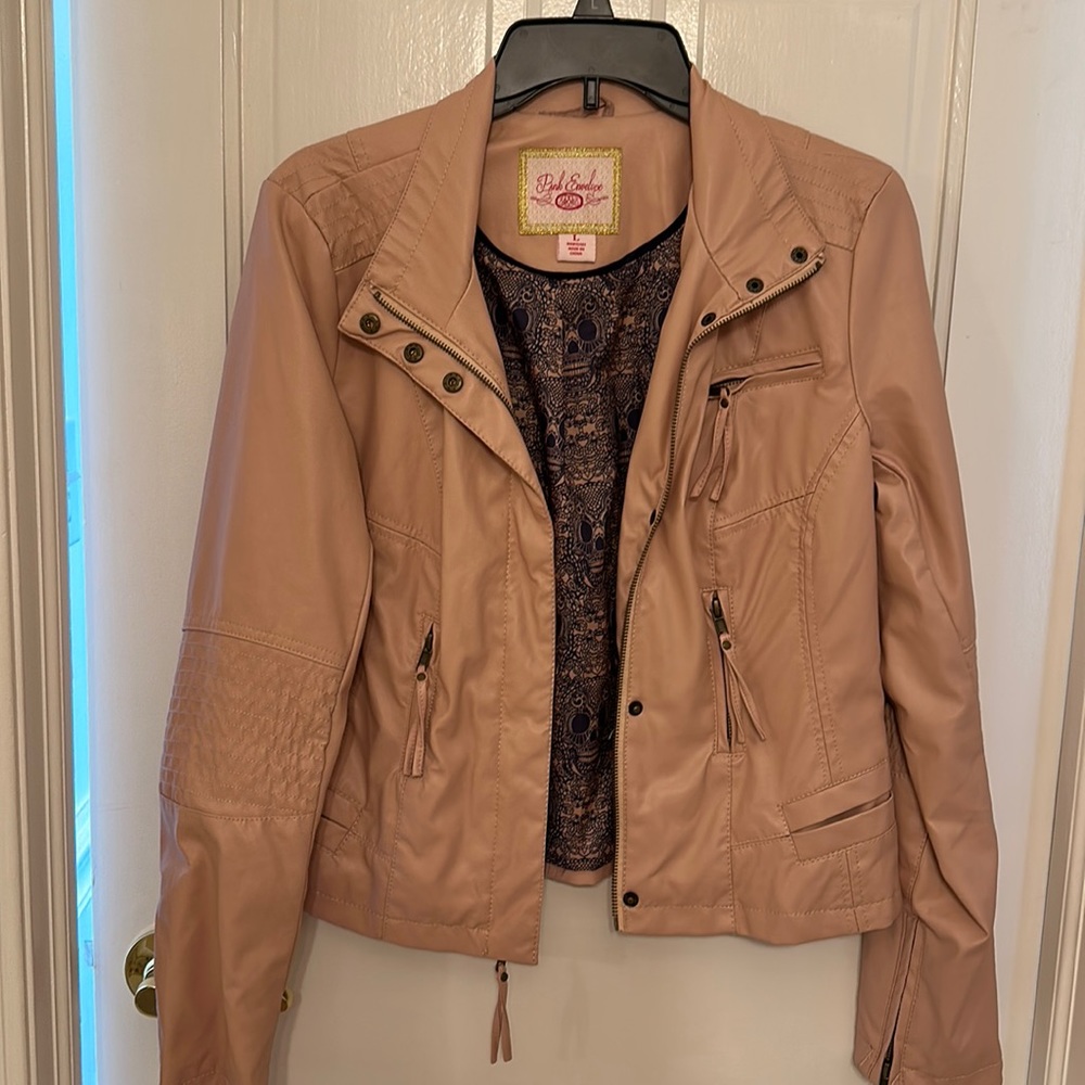 Faux Pink Leather Jacket